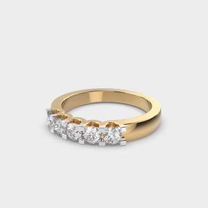 Bague unisexe classique en or et argent 18 carats, style hip-hop, avec cinq pierres, diamants simulés taillés, idéale pour mariage, anniversaire, bijou élégant, idée cadeau - Product Image 2