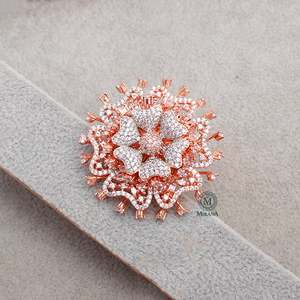 Zena CZ Designer Ring-18K Rose Gold Plated Fashion Band with Zircon Stones Casual Daily Wear - Product Image 4
