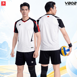 Conjunto de Camiseta de Voleibol Unisex JUST PLAY VB02, Blanco, Negro y Rojo, Sin Mangas, Uniforme de Poliéster que Absorbe la Humedad, Logotipo Frontal Lavado - Product Image 3