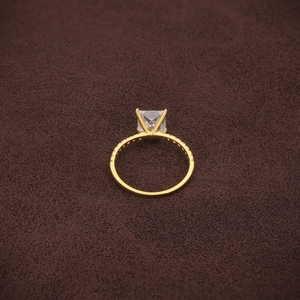 Princess Cut <b>Solitaire</b> <b>Ring</b> Fine Jewelry Luxury Solid Yellow Gold Plated Moissanite Claw Prong Set Engagement Wedding Gift - Product Image 5