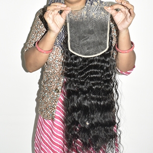 Extensiones de Cabello Humano Indio al por Mayor, Cierre HD 6*6, Rizado, Doble Trama, Sin Procesamiento Químico, Color Negro Natural - Product Image 6
