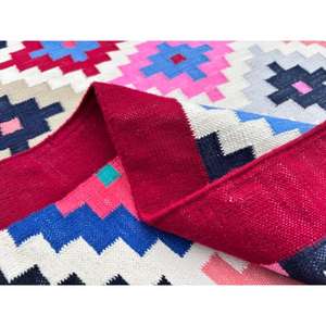 Tapis Dhurrie en coton fait à la main Style minimaliste Design à tissage plat pour chambre, hall, salon Disponible en tailles 5x8 9x12 - Product Image 6