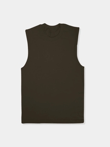 Débardeur sans manches à col rond surdimensionné, en coton 100% respirant, de haute qualité, pour homme, décontracté, tricoté, couleur unie, séchage rapide - Product Image 2