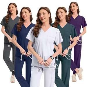 Conjuntos de Uniformes Médicos de Corte Ajustado con Blusa de Manga Corta de Ajuste Flexible y Cuello Moderno para Equipos Clínicos - Product Image 6
