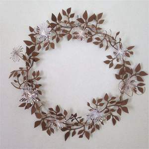 Rustic Verdigris Metal <b>Leaf</b> Wreath with Gold Berries Handmade Iron Olive Branch Hoop Christmas <b>Wall</b> <b>Decor</b> - Product Image 5