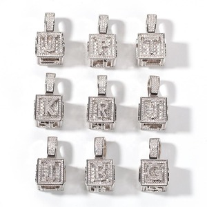 European and American Style Hot-selling Dice Cubes 26 English Letter Charms Stone Pendant <b>Custom</b> <b>Name</b> <b>Necklace</b> Hip Hop - Product Image 4