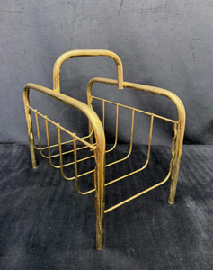 Porte-revues en fil métallique finition or, support de rangement vintage avec poignée, porte-revues en laiton - Product Image 4