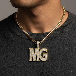 Trendy 925 <b>Silver</b> Gold-Plated Lab Grown Diamond iced <b>Initial</b> Block Letter Name Hip-hop Style Custom Fine Pendant <b>Necklace</b> Charms - Product Image 5