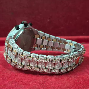 Montre de luxe unisexe camouflage en alliage, sertie de moissanite noire et blanche, verre saphir, faite à la main, classique, de plongée, avec alarme, très vendue - Product Image 1