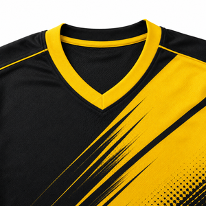 Conjunto de Uniforme de Fútbol Personalizado para Hombre, Amarillo y Negro, Cuello en V, Manga Corta - Product Image 4