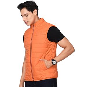 Vente en gros Service OME personnalisé Gilet bouffant matelassé orange pour hommes, nouveau design décontracté, toile à manches courtes grande taille - Product Image 3