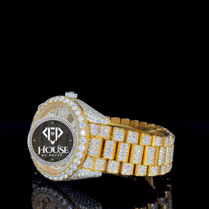 Reloj de Acero Inoxidable con Incrustaciones de Diamantes Moissanite VVS de Corte Brillante Redondo para Uso Unisex, Esfera Romana - Product Image 4