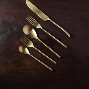 Gold Plated Cutlery Set <b>Mirror</b> Finish Long Handle Modern Design Durable Metal Utensils For Wedding Occasion - Product Image 2