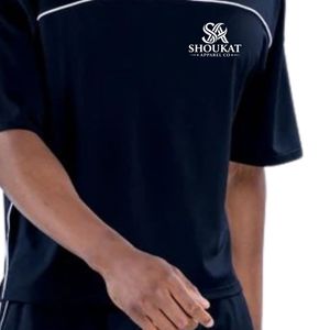 <b>Men</b> <b>Navy</b> <b>Blue</b> Short Sleeve Tee Contrast Piping Crew Neck Custom Logos Sportswear Casual Athletic Apparel Shoukat Apparel Manuf - Product Image 2
