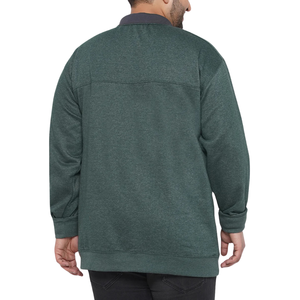 Sudadera de Invierno para Hombre, Talla Grande, a Cuadros, Tejida, Transpirable, Corte Regular, Spandex/Poliéster, Verde Oscuro, Casual, Cuello con Botones, ODM - Product Image 4