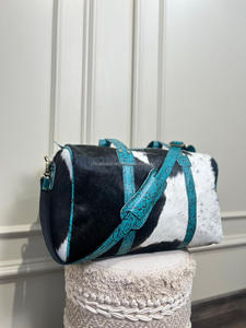 กระเป๋าหนังวัวแท้กระเป๋าใส่ของอเนกประสงค์, กระเป๋าเดินทางใช้ได้ทั้งชายและหญิงกระเป๋าสะพายเส้นผมสีเทอร์ควอยซ์ขนาดใหญ่ - Product Image 5