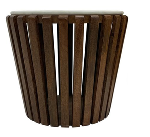 Round Marble <b>Top</b> Coffee <b>Table</b> <b>Solid</b> <b>Wood</b> Side <b>Table</b> Natural Finish Living Room Accent <b>Table</b> - Product Image 2