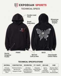 <span class=keywords><strong>Felpa</strong></span> con Cappuccio Oversize Unisex con Stampa di <span class=keywords><strong>Farfalle</strong></span> in Strass sul Retro, Casual in Maglia per l'Autunno e lo Streetwear - Product Image 6