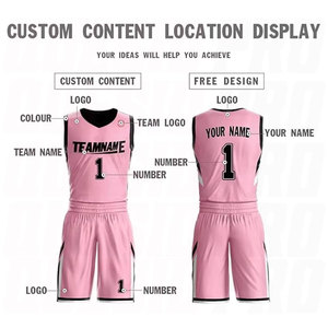 Pink & Black Custom <b>Polyester</b> Basketball Jersey & <b>Shorts</b> Quick-Dry Mesh Breathable Sport Training Plus Size Basketball Uniform - Product Image 3