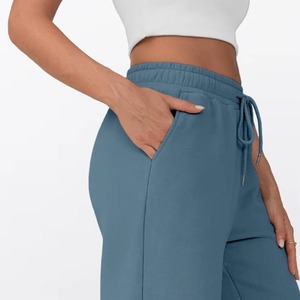 Nouveauté : Pantalon de survêtement uni pour femme, style streetwear, en coton, avec poches latérales unies - Product Image 2