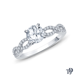 Bague de fiançailles en or 10K avec un design élégant en spirale torsadée, diamant central rond cultivé en laboratoire et pierres d'accentuation, vente en gros OEM et au détail - Product Image 1