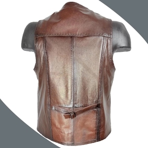 Men's High Quality PU Leather V-neck <b>Vest</b> Casual Solid Color Button Closure Outer Wear Autumn Style - Product Image 3