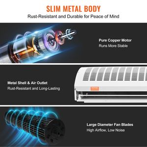 60\" Commercial Indoor <b>Air</b> Curtain Super Power 2 Speeds 2100CFM Wall Mounted Door Fan Heavy Duty Limit Switch <b>Air</b> <b>Purifiers</b> - Product Image 6