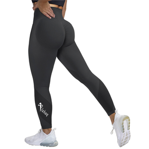 Leggings taille haute longueur intégrale noirs unis, pantalon de yoga sportif compressif, vêtements de sport tricotés pour femmes - Product Image 6