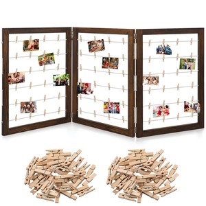 Cadre photo double en bois de manguier avec pinces à linge - Vente en gros artisanale - Product Image 2