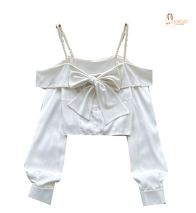 Robe chemise décontractée mi-longue vintage coréenne pour femme, à manches longues, col à nœud, dentelle et volants, taille naturelle, couleur unie - Product Image 1
