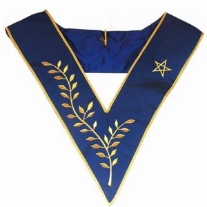 Collier de Rite Écossais du 17e Degré, Moiré Bleu, Broderie Dorée, Régalia Maçonnique, Chevalier de l'Orient et de l'Occident, Collier de Cérémonie Franc-Maçon - Product Image 1