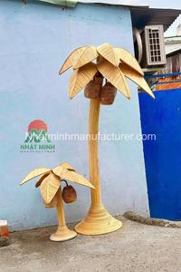 Lámpara de pie con forma de cocotero tejida con ratán natural, una lámpara de pie decorativa para casas y hoteles en estilo de árbol. - Product Image 4