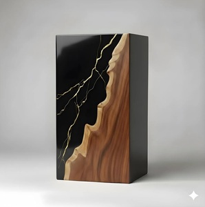 Luxury Black & Gold Resin Cremation Urn Modern Wood <b>Memorial</b> <b>Keepsake</b> Luxury Black & Gold Resin Cremation Urn Black & Gold Resin - Product Image 3