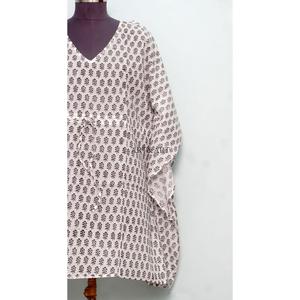 ชุดคาฟตันผ้าฝ้ายพิมพ์ลายด้วยมือ ชุดเดรสคาฟตันผ้าฝ้าย ชุดเดรสลายดอกไม้ ชุดเดรสผ้าฝ้ายสำหรับผู้หญิง ชุดสำหรับเจ้าสาว ชุดใส่ในบ้าน - Product Image 2