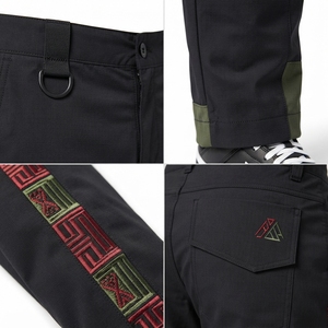 Pantalones de hombre M-01 Kinetic Stacked personalizados, de nylon ripstop sin lavar, con bordado pan-africano, sostenibles y que mantienen la forma. - Product Image 4
