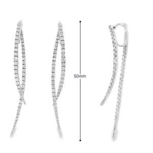 Boucles d'oreilles longues à double rangée de moissanite taille ronde, en argent 925, bijoux fins pour femme, cadeau de fiançailles - Product Image 3