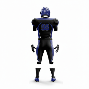 Men's American Football Jersey <b>Pants</b> Set Sublimated <b>Black</b> Blue V-Neck Short Sleeve Fitted Moisture Wicking All Seasons - Product Image 4