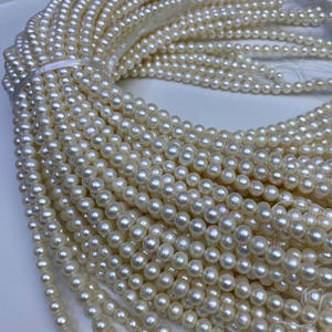 Collier et bracelet en perles d'eau douce violettes naturelles Zhuji Pearl, 4-5 mm, presque rondes, perles semi-finies en vrac, vente en gros - Product Image 3