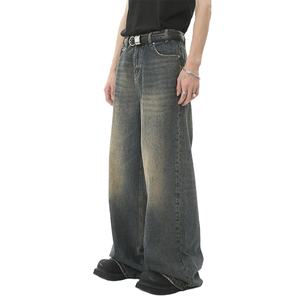 Custom <b>Baggy</b> <b>Jeans</b> Men Distressed Dark Washed Cotton Denim <b>Jeans</b> Vintage Fashion <b>Jeans</b> Pants <b>for</b> Men 2026 - Product Image 2