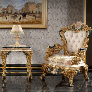 Ensemble de canapés sectionnels français en bois de mahogany massif, design rembourré écologique, détails sculptés à la main, meubles de salon de luxe - Product Image 6