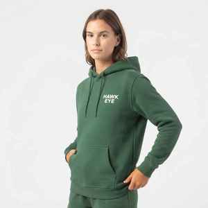 Sudadera con Capucha Verde para Mujer, 100% Algodón, Corte Regular, Logotipo Frontal, Bolsillos Laterales, Diseño para Otoño - Product Image 1