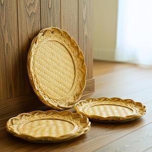 Premium Handmade Bamboo <b>Basket</b> Set of 3 Vietnamese Serving Tray Boho Flat <b>Basket</b> Wall Decor OEM Vietnam Supplier - Product Image 6