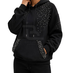 Service OEM, best-sellers, design haut de gamme, sweats à capuche pour femmes avec strass, basiques, légers et confortables - Product Image 3