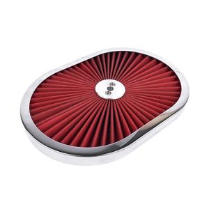 12\" Oval Super Flow Thru Air Filter Washable for SBC Chevy & for Ford 5 1/8 Carb Neck 4 Barrel - Product Image 3