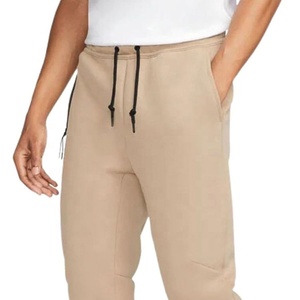 Pantalon de jogging décontracté en molleton beige pour homme, taille élastique avec cordon de serrage, poches latérales, poids moyen, style automne 2027 - Product Image 1