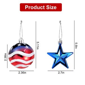 24 Piezas de Adornos Colgantes Patrióticos para Festivales, Bolas y Estrellas, Día de la Independencia, 4 de Julio, Decoración para Árbol de Navidad, Pared, Interiores, Fiestas - Product Image 3