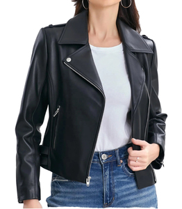 <b>Women</b> Luxury <b>Leather</b> <b>Jacket</b> Premium Fashion Outerwear Slim Fit Biker Style Modern Design OEM ODM Custom Logo - Product Image 1