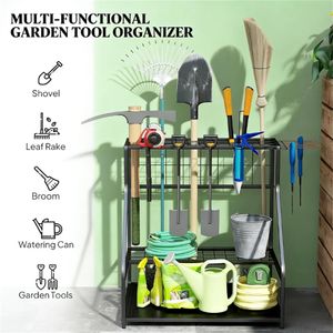 Porta Attrezzi da Giardino a 3 Ripiani Arancione per Organizzare gli Strumenti da Esterno - Product Image 3