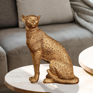 Escultura Retro de Guepardo o Leopardo, Duradera, de Metal Sólido, Chapada en Oro, Pulida, Figura Decorativa para Hogar u Oficina - Product Image 4