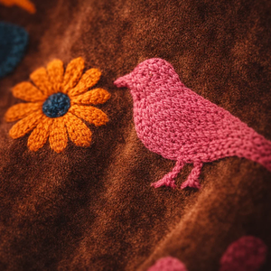 Veste bomber brodée à la main pour femmes, motif cœur et oiseau, col montant, doublure en coton - Product Image 2